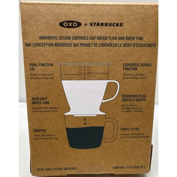 NEW Starbucks OXO Pour Over Coffee Maker Grey Travel Mug Cup 12 oz - Picture 2 of 3